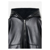 Leather Zip Up Hoodie-BLACK-