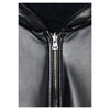 Leather Zip Up Hoodie-BLACK-