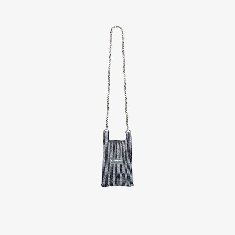 KYOTO METALLIC MARKET BAG MINI(CHAIN)-DARK SILVER×BLACK-