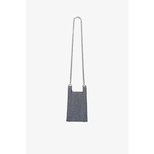 KYOTO METALLIC MARKET BAG MINI(CHAIN)-DARK SILVER×BLACK-