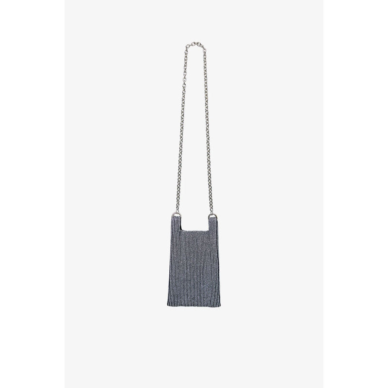 KYOTO METALLIC MARKET BAG MINI(CHAIN)-DARK SILVER×BLACK-