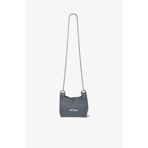 KYOTO METALLIC WRAP BAG MINI(CHAIN)-DARK SILVER×BLACK-