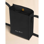 Black leather Museo nano bag with embroidered Marni symbol