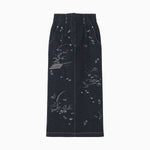 Nature Pattern Jacquard Denim Skirt - blue