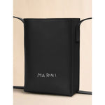 Black leather Museo nano bag with embroidered Marni symbol