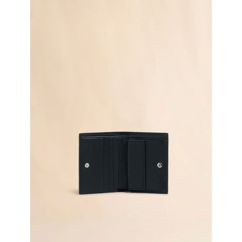 Black leather bifold wallet with Marni Mending embroidery