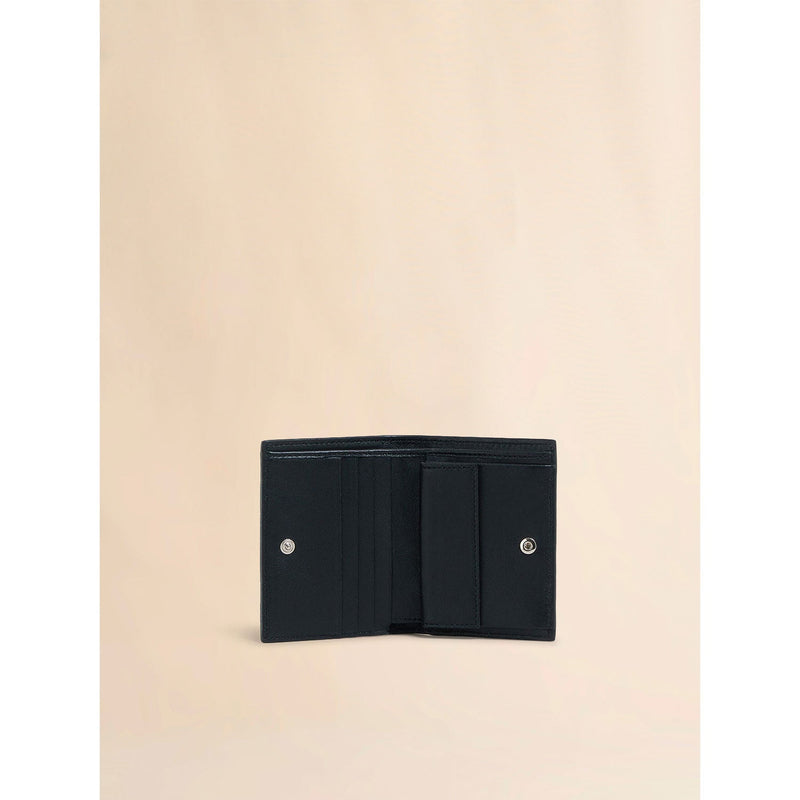 Black leather bifold wallet with Marni Mending embroidery
