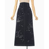 Nature Pattern Jacquard Denim Skirt - blue