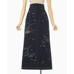Nature Pattern Jacquard Denim Skirt - blue