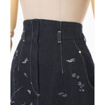 Nature Pattern Jacquard Denim Skirt - blue