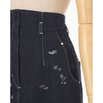 Nature Pattern Jacquard Denim Skirt - blue