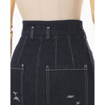 Nature Pattern Jacquard Denim Skirt - blue