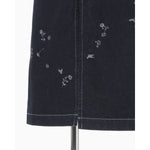 Nature Pattern Jacquard Denim Skirt - blue