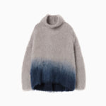 Fur Knitted High Neck Top - grey