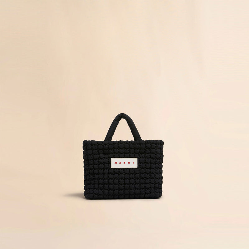 Black nylon Puff small tote bag