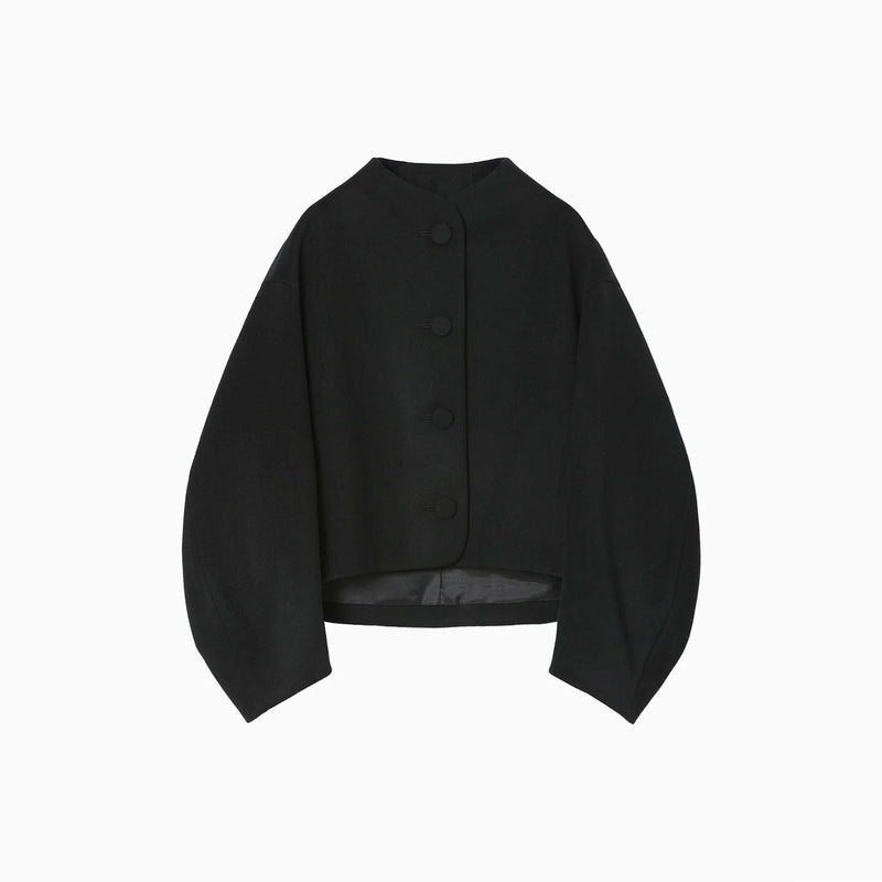 Wool Melton Short Cort - black