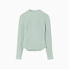 Shirring Jersey Jacquard Long Sleeve Top - black