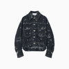 Nature Pattern Jacquard Short Denim Jacket - blue