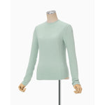 Shirring Jersey Jacquard Long Sleeve Top - black
