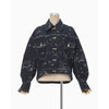 Nature Pattern Jacquard Short Denim Jacket - blue