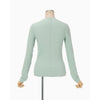 Shirring Jersey Jacquard Long Sleeve Top - black