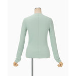 Shirring Jersey Jacquard Long Sleeve Top - black