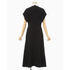 Triacetate Georgette Embroidered Collar Flared Dress - black