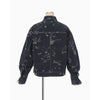 Nature Pattern Jacquard Short Denim Jacket - blue