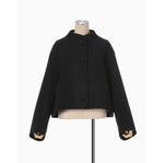 Wool Melton Short Cort - black