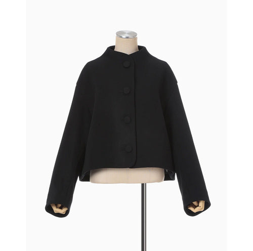 Wool Melton Short Cort - black