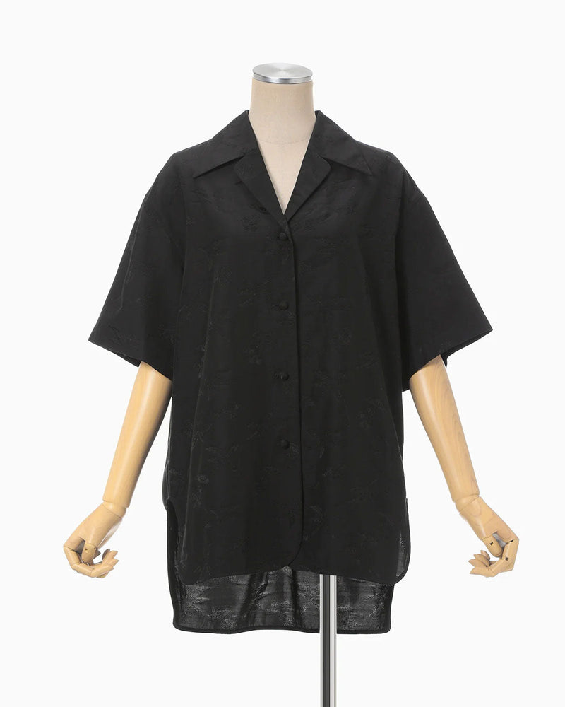 新品mame Karako Jacquard Open Collar Shirt Karako Jacquard Open Collar Shirt - black – THEMARKET