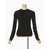Shirring Jersey Jacquard Long Sleeve Top - black