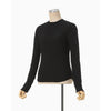 Shirring Jersey Jacquard Long Sleeve Top - black