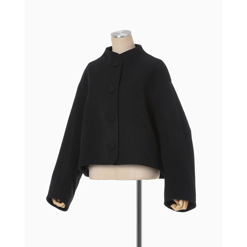 Wool Melton Short Cort - black
