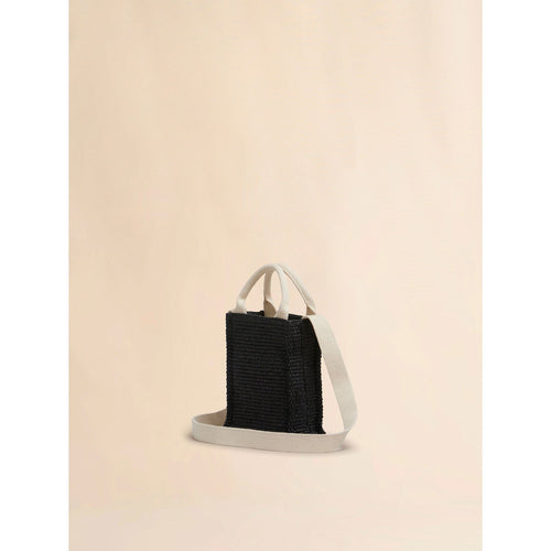 Black raffia effect mini tote bag