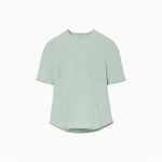 Shirring Jersey Jacquard Short Sleeve Top - light blue