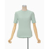 Shirring Jersey Jacquard Short Sleeve Top - light blue