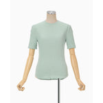 Shirring Jersey Jacquard Short Sleeve Top - light blue