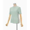 Shirring Jersey Jacquard Short Sleeve Top - light blue