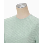 Shirring Jersey Jacquard Short Sleeve Top - light blue