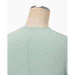 Shirring Jersey Jacquard Short Sleeve Top - light blue
