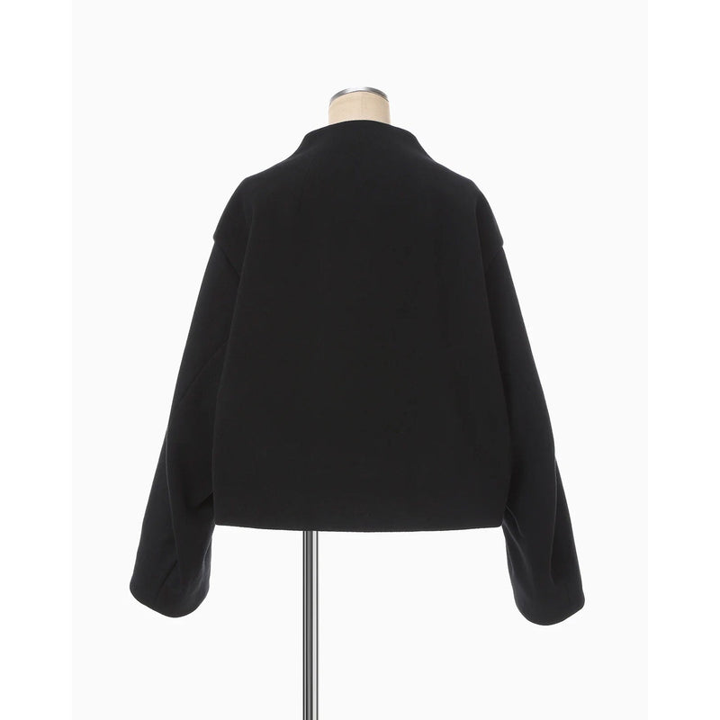 Wool Melton Short Cort - black