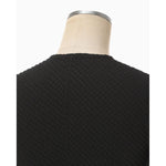 Shirring Jersey Jacquard Short Sleeve Top - light blue