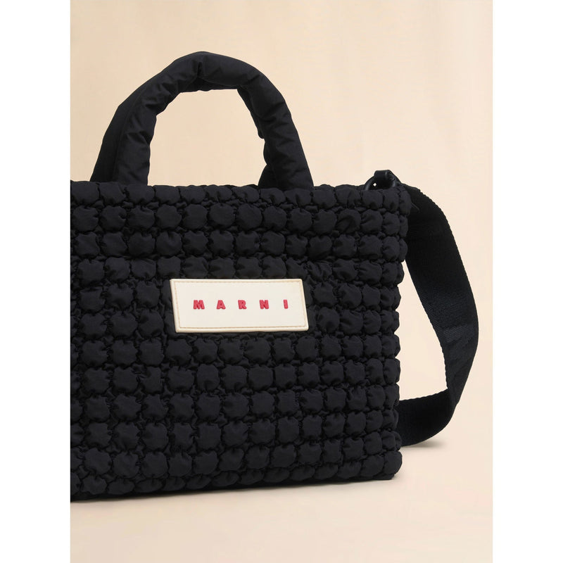 Black nylon Puff small tote bag