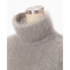 Fur Knitted High Neck Top - grey