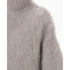 Fur Knitted High Neck Top - grey