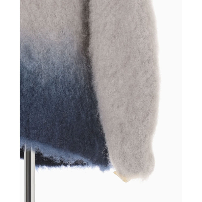 Fur Knitted High Neck Top - grey