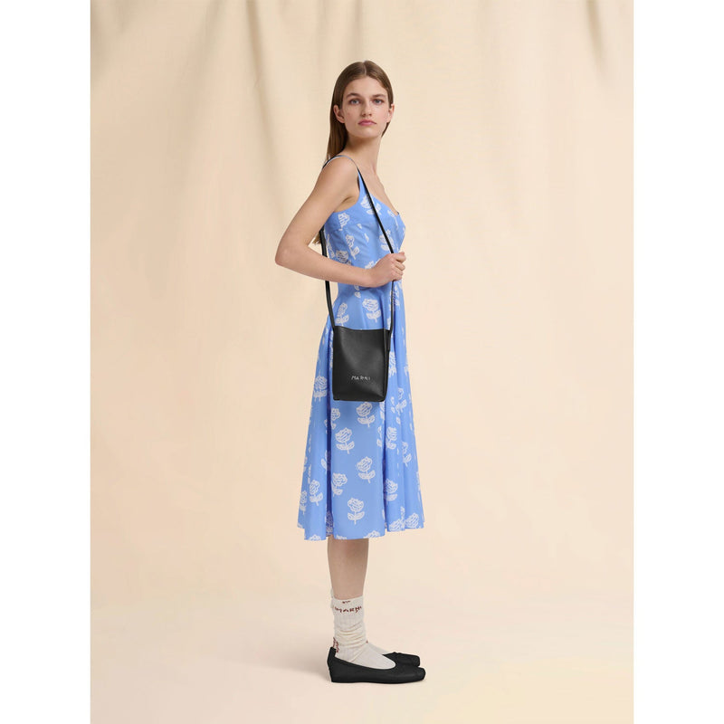 Black leather Museo nano bag with embroidered Marni symbol