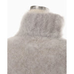 Fur Knitted High Neck Top - grey