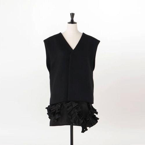 Wool & pleated taffeta vest